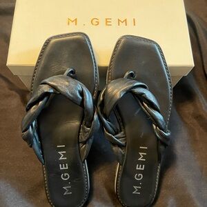 M. Gemi Black Braided Sandals